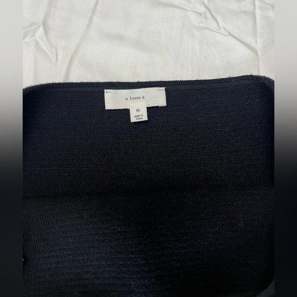 “A loves a” Black knit ribbed pencil midi straight classic skirt - Picture 6 of 9